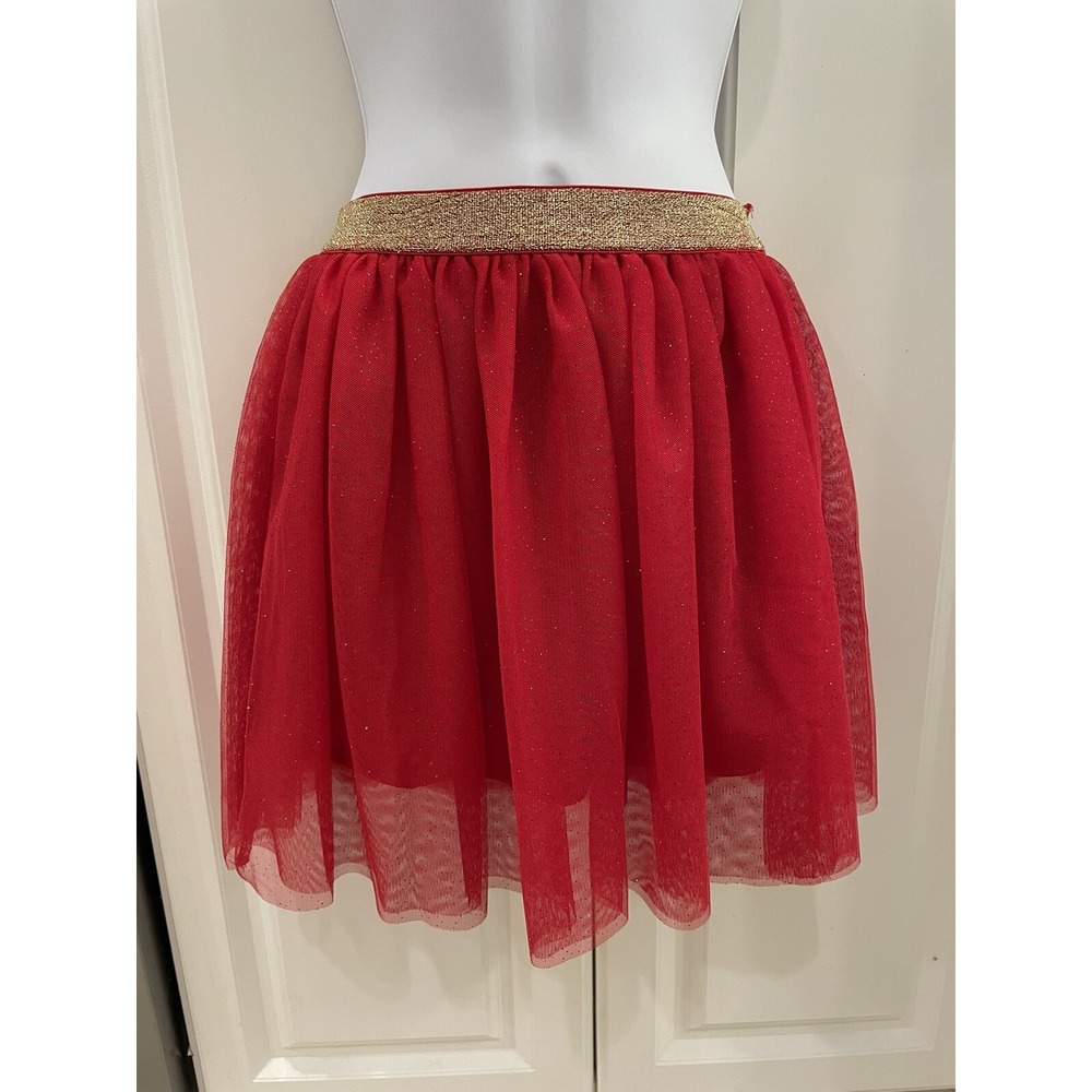 Red And Gold Sparkle Skirt Holiday Time Girls Medium 7/8